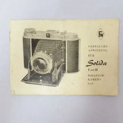 Solida I und II Rollfilm-Kamera 6x6 instruction manual