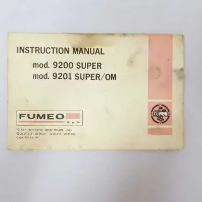 FUMEO S.p.A. mod. 9200 Super , mod. 9201 Super/OM instruction manual - Some water damage