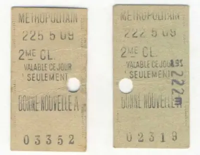 Metropolitan pair of Bonne Nouvellea - Paris Metro tickets - Vintage