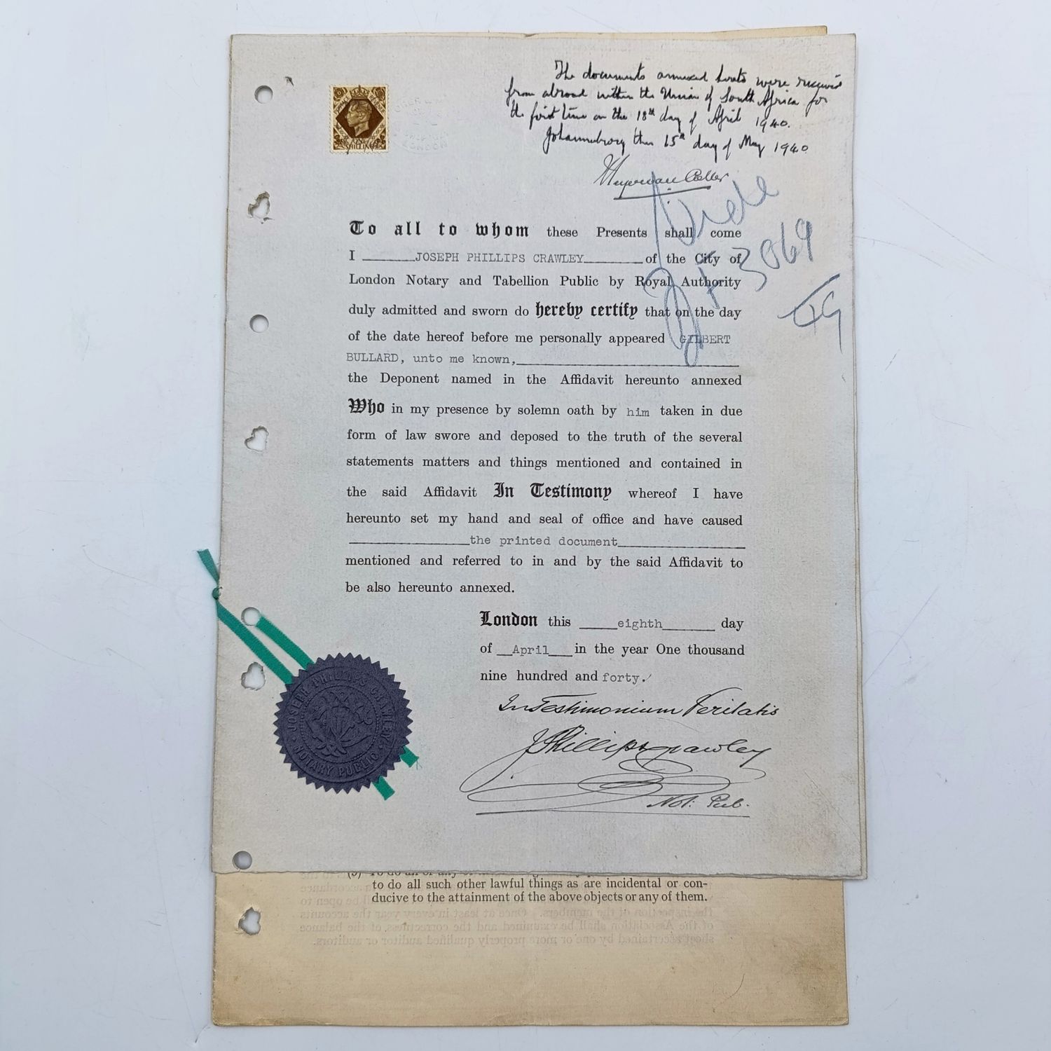 Revenue document in testimony of J.P Crawley - The Incorponated British and Foreign Bible society association - Memorandum and articles of Association