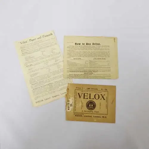 Lot of 3 Velox developing paper documents