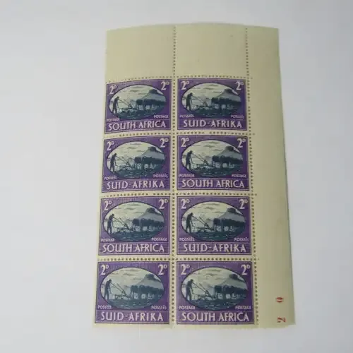 South Africa SACC 108 Block of mint stamps - top left with small flaw in H of south