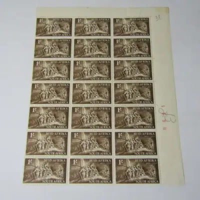 South Africa SACC 139 - Landing at the Cape block of 21 stamps