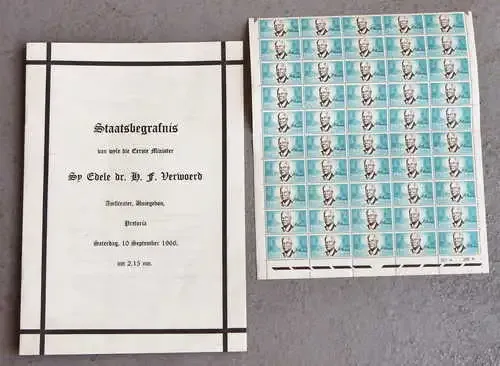 Original State Funeral Program for DR. HF. Verwoerd - Pretoria - 10 September 1966