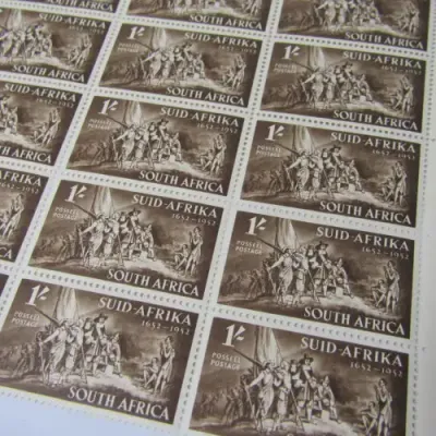 South Africa SACC 139 - Landing at the Cape block of 21 stamps