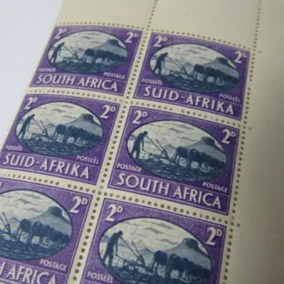 South Africa SACC 108 Block of mint stamps - top left with small flaw in H of south