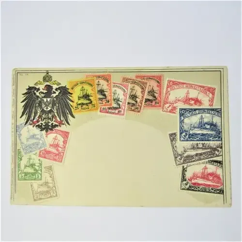 Zepper postcard of German South West Africa stamps