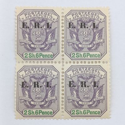 ZAR  256d SACC 248 October 1902 Block of 4 mint stamps - never hinged