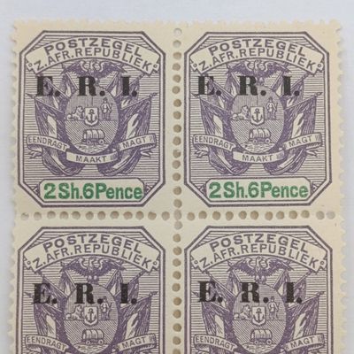 ZAR  256d SACC 248 October 1902 Block of 4 mint stamps - never hinged