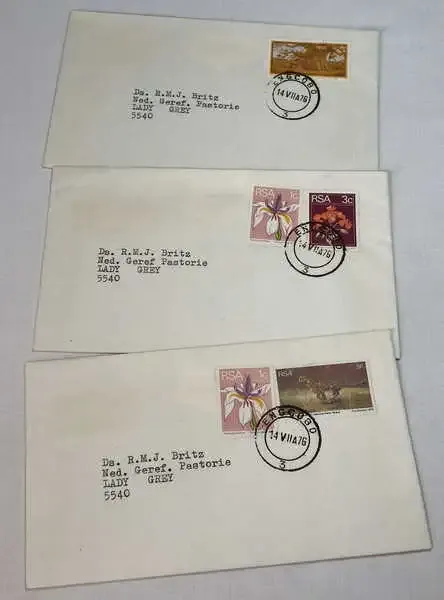 3 Postal covers from ENGCOBO, Transkei to Lady Grey