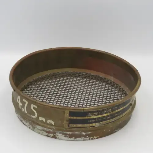Antique Taeuber and Corssen brass quality control sieve - probably for cereal