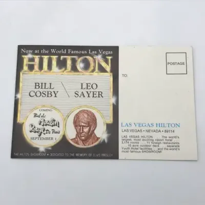 Vintage Postcard Bill Cosby and Leo Sayer at the Hilton, Las Vegas