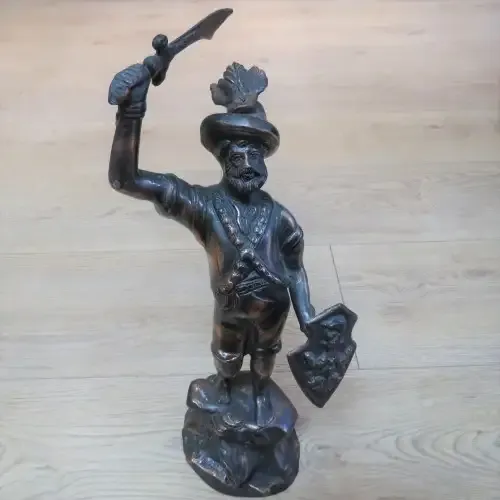 Brass coloured Alpen soldier on stand - 42 cm High