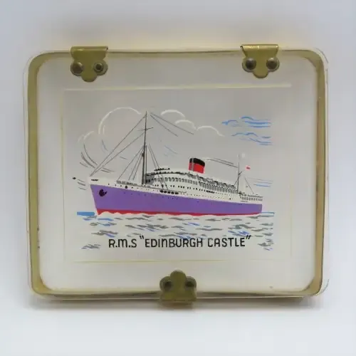 Union Castle Line Antique RMS Edinburgh Castle see through utility / cigarette box