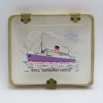 Union Castle Line Antique RMS Edinburgh Castle see through utility / cigarette box