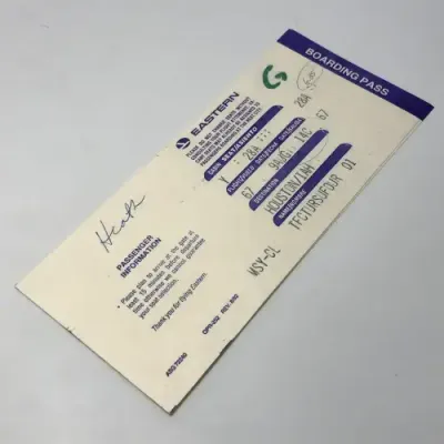 Pair of vintage tickets with boarding passes Eastern Airlines to Houston