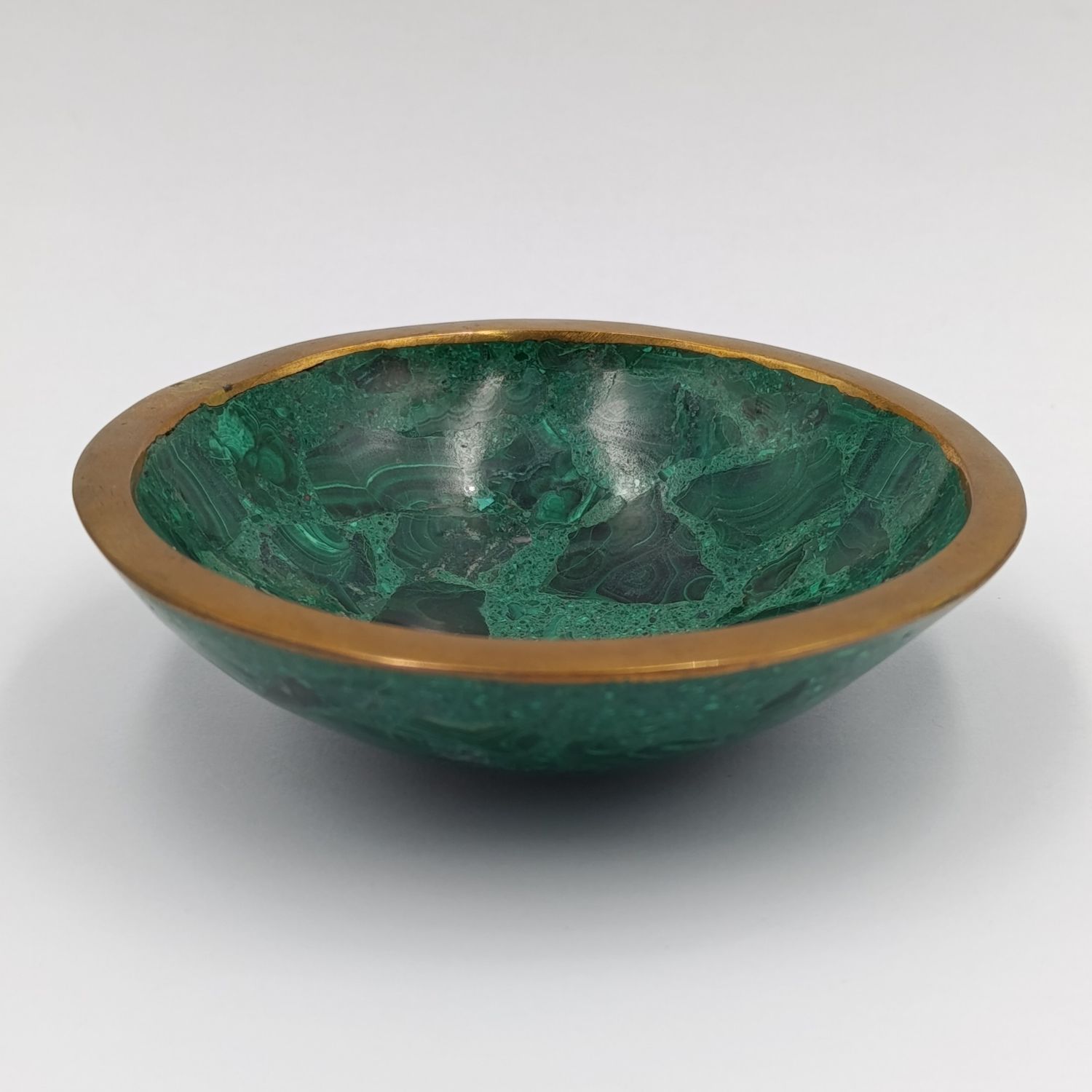 Vintage brass and Malachite trinket bowl