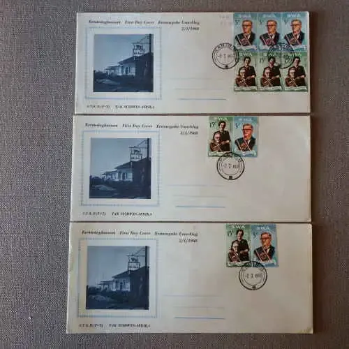 South West Africa SACC 234 and 235 on first day cover with Karibib cancellation