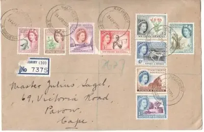 SACC 80-88 on Salisbury registered cover - 24 April 1954 - as per photo