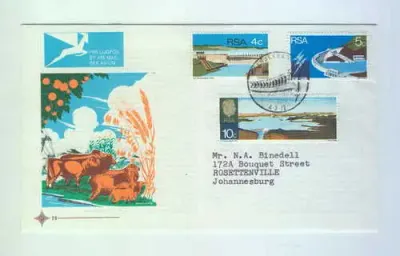 South West Africa day cover 20A - Orange cattle - opening of Hendrick Verwoerd