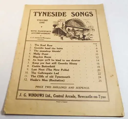 Vintage Tyneside Songs volume 1 sheet music booklet
