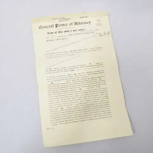 1941 Lawyer`s Power of Attorney with Revenue stamps - done by Albert F Mckay of Durban North