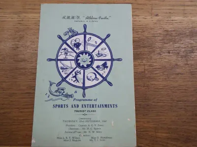1960 RMMV Athlone Castle programme of sports and entertainments