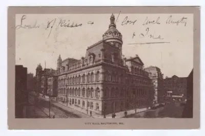Postcard - Balto Station Railway post office USA to Sea Point, SA with 1908 receiving postmark