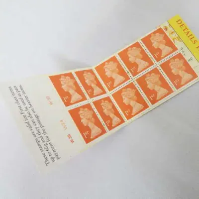 Royal Mail stamps book of 10 first class stamps - `Brighten up someone`s day!`
