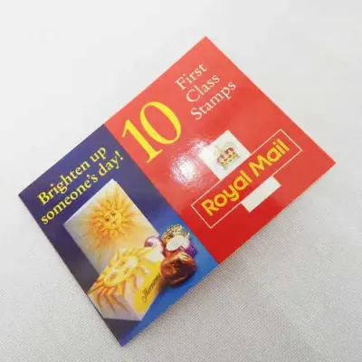Royal Mail stamps book of 10 first class stamps - `Brighten up someone`s day!`