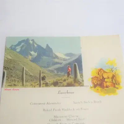 Union Castle `SS Kenya Castle` Lunch menu - September 30th, 1959