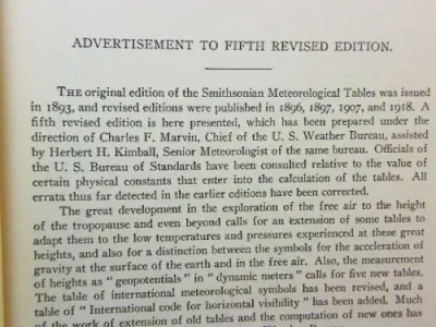 Smithsonian Meteorological tables - 1939 5th edition