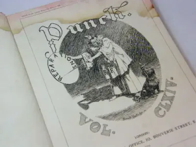 Punch 1923 Vol.CLXIV - beautiful sketches - can be taken out and framed - some water damage