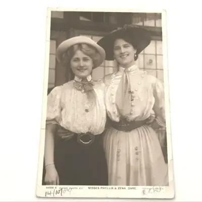 1907 Post card sent from Glasgow, Scotland to Maseru, Basutoland with actress Phyllis and Zena Dare