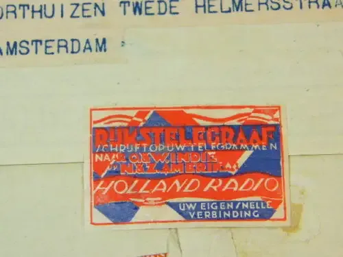1932 Rijkstelegraaf from Southampton to Amsterdam with Radio Holland label