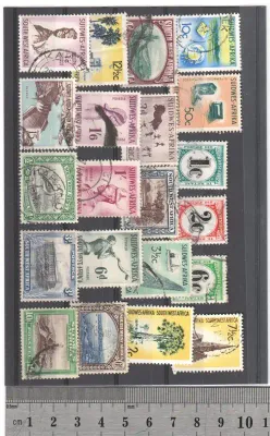 Lot of 21 South West Africa stamps including 10 shilling