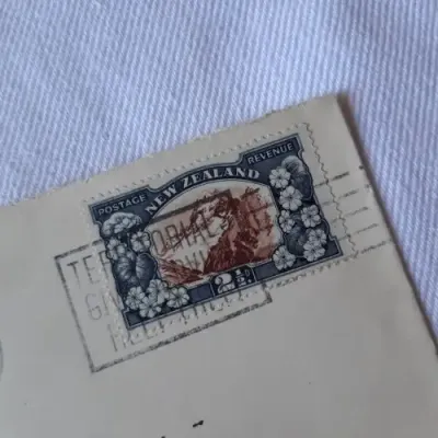 Postal cover from Auckland, New Zealand to Boston, USA with 2 1/2d New Zealand stamps