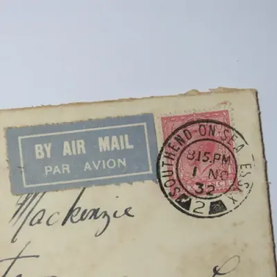 Airmail cover from South End On Sea Essex, England to Sun life Assurance Company in Canada