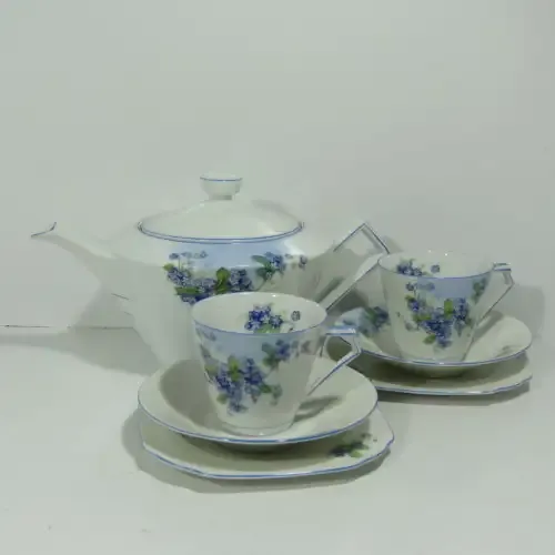 Art Deco Victoria tea for 2 set - 2 trios plus teapot