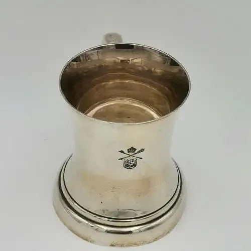 South African Parliament pre 1953 silver plated mug by Walker and Hall