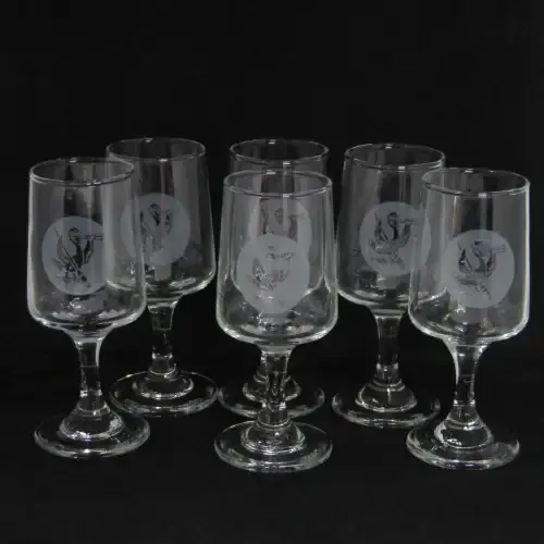 Set of 6 vintage SA Womans Auxiliary Naval Service (SWAN) liqueur glasses - circa 1970`s - rare