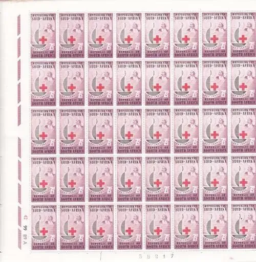 SACC 224 Complete Sheet of mint stamps - Red Cross - as per scan
