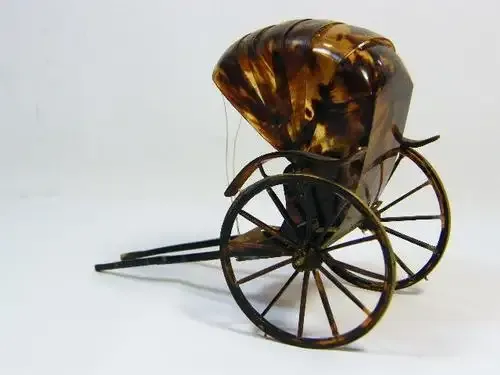 Antique horse cart made of tortoise shell - some damage - handmade - as per photo