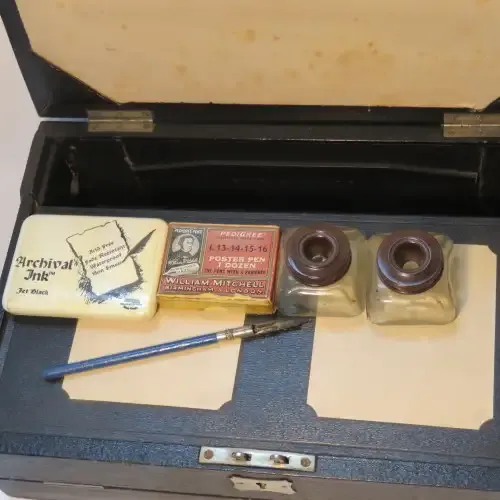 1930`s writing case with accessories - Good condition - 36 x 25 cm