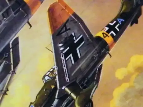 Hugh Polder aviation art print of Major Hans Ulrich Rudel`s JU87B-2 German air force planes