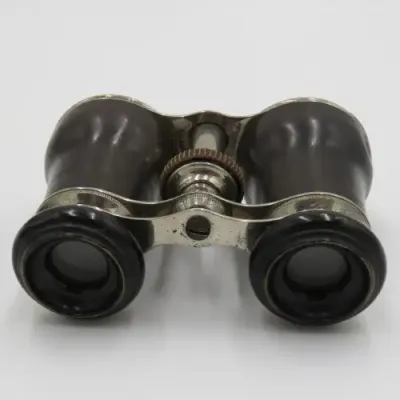 Antique pair of opera binoculars with leather pouch