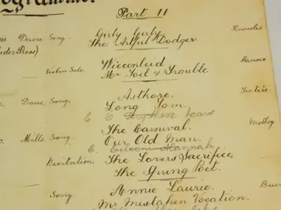 1902 Programme of concert to celebrate baby Joan`s 3rd birthday on SS Umona under Capt. Hedley