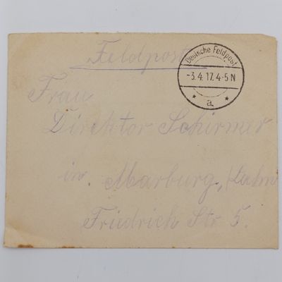 WW1 Feldpost from 115 Regiment to Frau Director Schirmer in Marburg