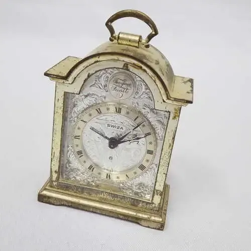 Vintage Swiza Tempus Fugite 8day alarm clock - Working but buttons missing