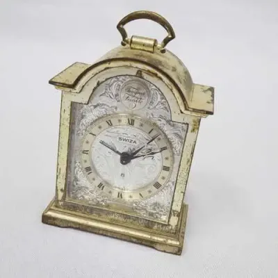 Vintage Swiza Tempus Fugite 8day alarm clock - Working but buttons missing